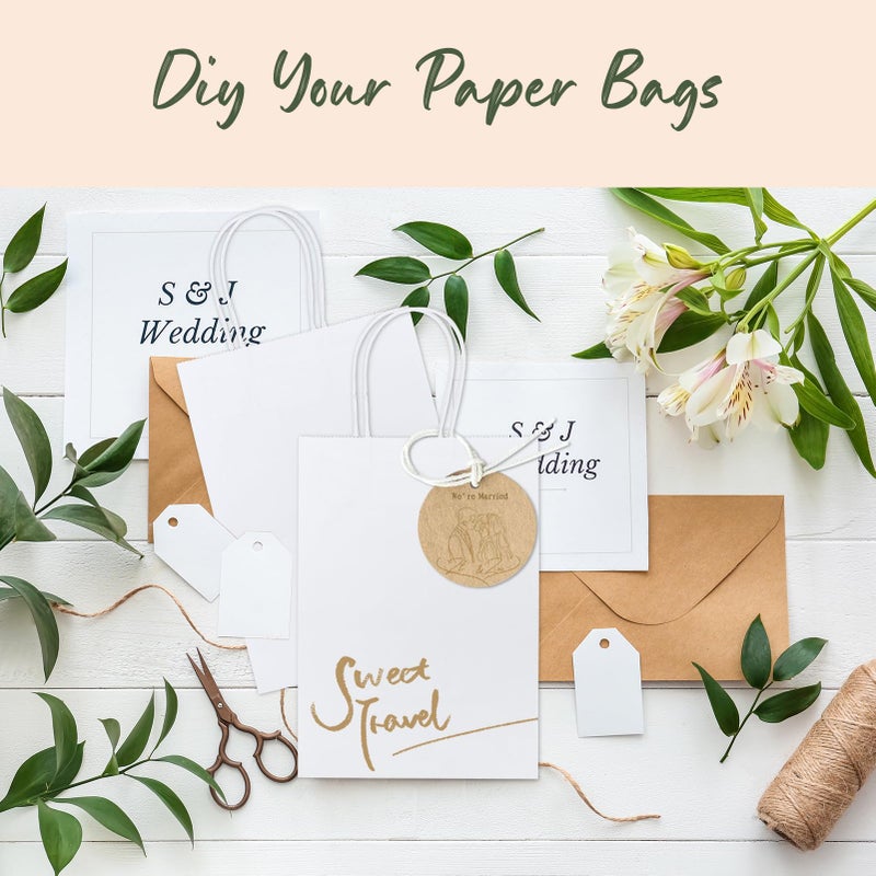 GSSUSA 100Pcs White Paper Bags  5.25x3.75x8 Small Gift Bags  Paper Bags with Handles Bulk  Bags for Small Business  Sturdy Kraft Paper Bags  Retail Shopping Bags  Party Favor Bags  Birthday Gift Bags - Image 5